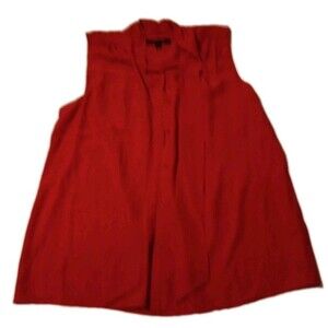 Lafayette 148 New York Blouse Womens Red Silk Sleeveless Tie Neck 12